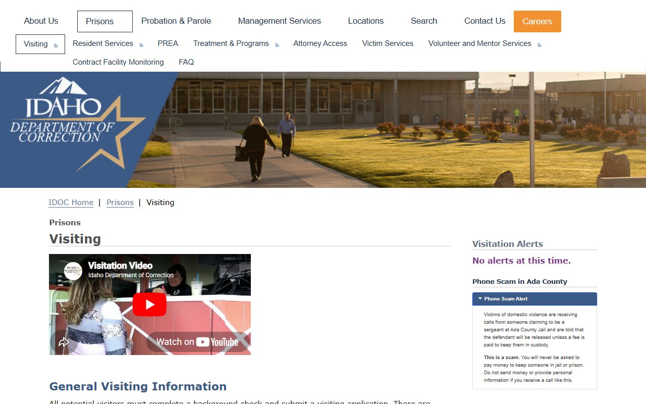 IDOC visiting approval rules for North Idaho Correctional Institution residents